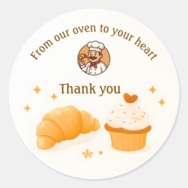 Bakery Thank You Sticker  Custom Chef Logo Design ラウンドシール