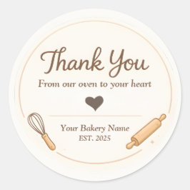 Bakery Thank You Sticker - Custom Creamy Design ラウンドシール