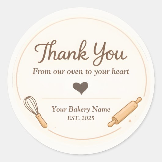 Bakery Thank You Sticker - Custom Creamy Design ラウンドシール (正面)