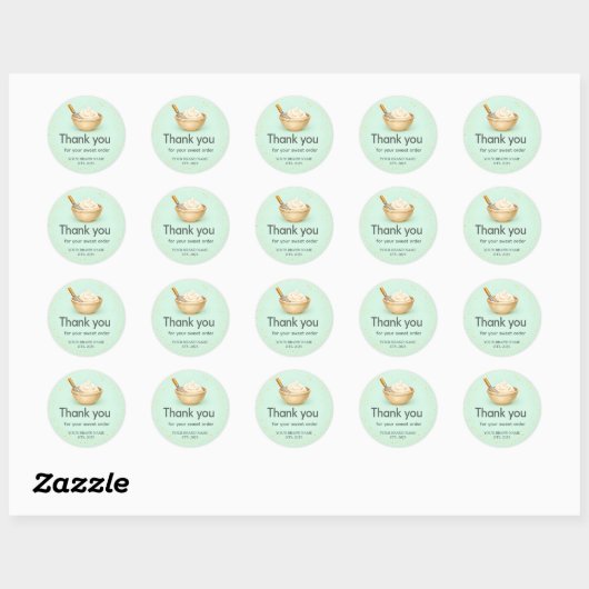 Bakery Thank You Sticker Custom Mint Green Design ラウンドシール (シート)