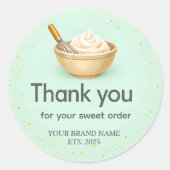 Bakery Thank You Sticker Custom Mint Green Design ラウンドシール (正面)