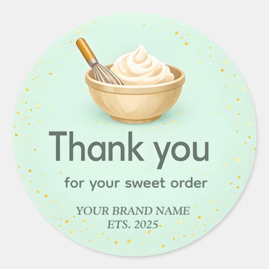 Bakery Thank You Sticker Custom Mint Green Design ラウンドシール (正面)