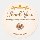 Bakery Thank You Sticker - Custom Rustic Design ラウンドシール (正面)