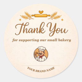 Bakery Thank You Sticker - Custom Rustic Design ラウンドシール