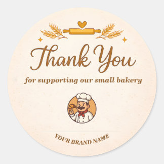 Bakery Thank You Sticker - Custom Rustic Design ラウンドシール