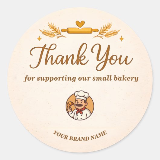 Bakery Thank You Sticker - Custom Rustic Design ラウンドシール (正面)