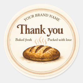 Bakery Thank You Sticker - Loaf of Bread Design ラウンドシール