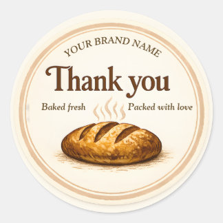 Bakery Thank You Sticker - Loaf of Bread Design ラウンドシール