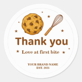 Bakery Thank You Stickers Cookie and Whisk Design ラウンドシール