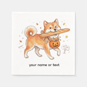 Bakery Thief Shiba Inu - Cute Dog carrying French スタンダードカクテルナプキン