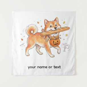 Bakery Thief Shiba Inu - Cute Dog carrying French タペストリー