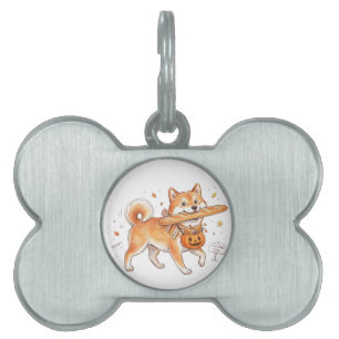 Bakery Thief Shiba Inu - Cute Dog carrying French ペットネームタグ