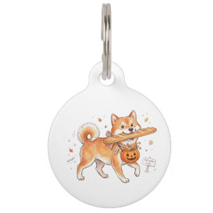 Bakery Thief Shiba Inu - Cute Dog carrying French ペット ネームタグ