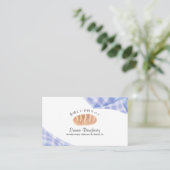 Bakery Watercolor Bread Bun Blue Gingham Rustic  名刺 (スタンド正面)