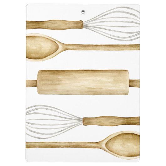 Bakery Watercolor Utensils Kitchen Clipboard クリップボード (裏面)