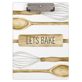 Bakery Watercolor Utensils Kitchen Clipboard クリップボード