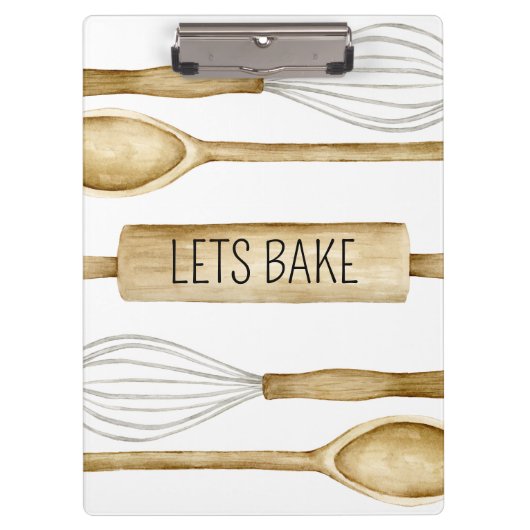 Bakery Watercolor Utensils Kitchen Clipboard クリップボード (正面)