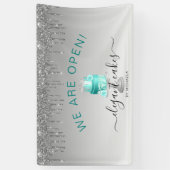 Bakery We Are Open Glitter Drip Turquoise Cake 横断幕 (縦)