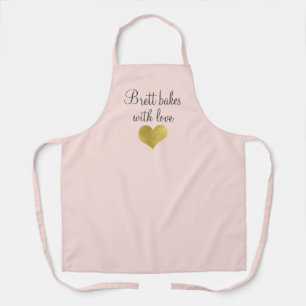 Bakes パーソナライズされた With Love Home Baker's Pink Apr エプロン