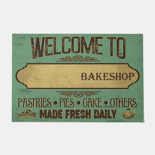 Bakeshop Doormat、カスタマイズBakeshopへようこそ ドアマット (正面)