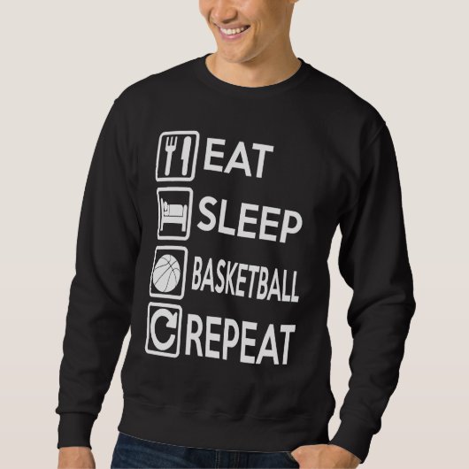 Baketball  Eat Sleep Basketball Repeat スウェットシャツ (正面)
