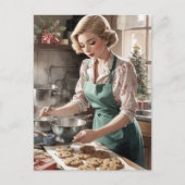 Baking Christmas Cookies Watercolor ポストカード (正面)