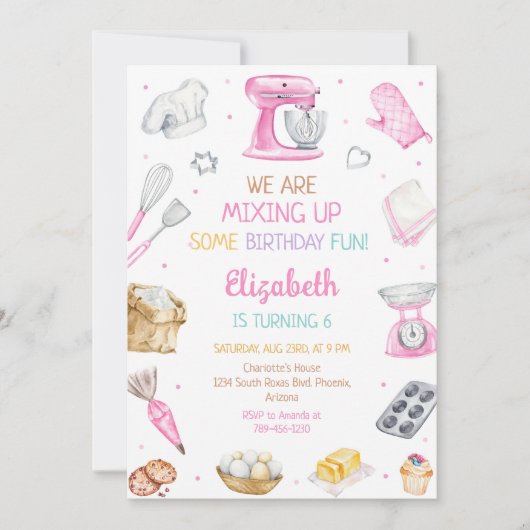 Baking Cooking Birthday Party Invitation 招待状 (正面)