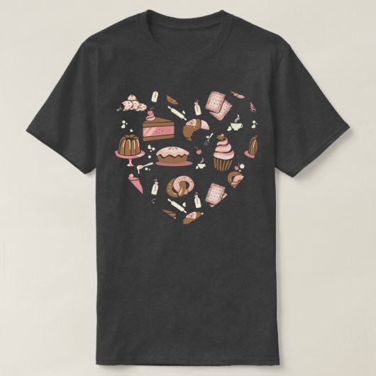 baking cupcake cute heart muffin cooking bakery  tシャツ (デザイン正面)