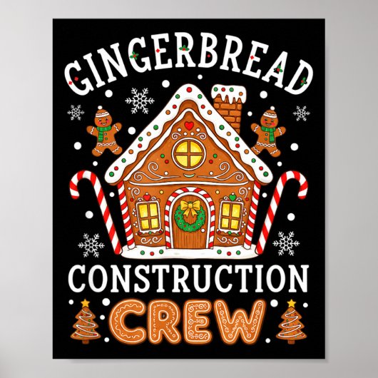 Baking Gingerbread House Construction Crew Christm ポスター (正面)