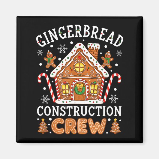 Baking Gingerbread House Construction Crew Christm マグネット (正面)