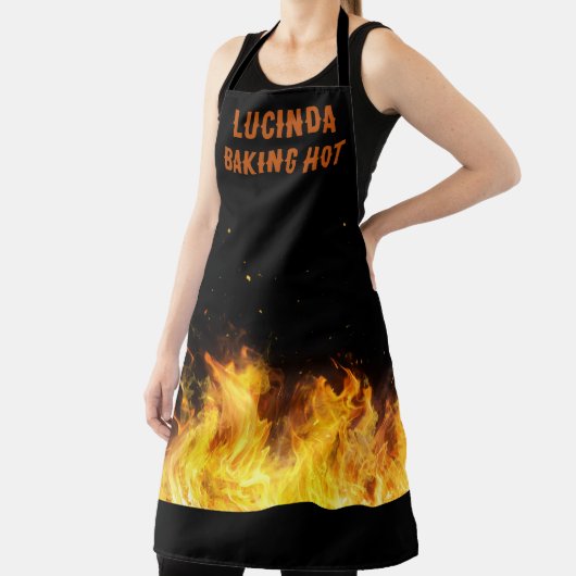 Baking Hot Chef Flames Personalize エプロン (インサイチュ)