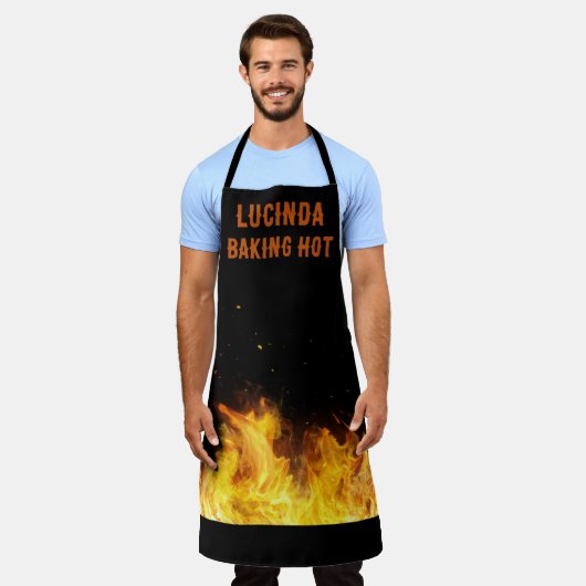 Baking Hot Chef Flames Personalize エプロン (着用した状態)