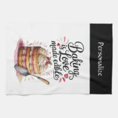 Baking Is Love Quote Kitchen Baker Personalized キッチンタオル (横)