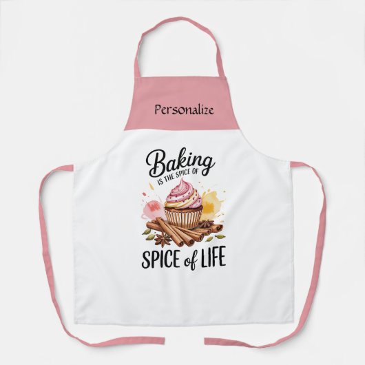 Baking is the Spice of Life Quote Personalize Gift エプロン (正面)