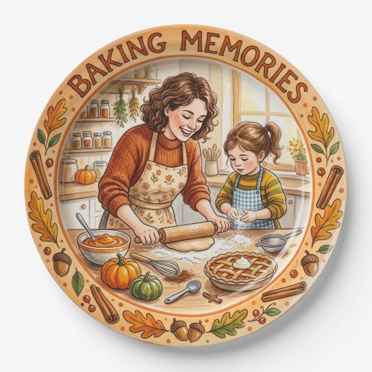 "Baking Memories" Thanksgiving Baking Paper Plate ペーパープレート (正面)