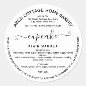 Baking Modern Cupcake Cottage law Label ラウンドシール (正面)