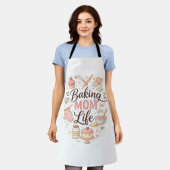 Baking Mom Life All-Over Print Apron - Cute Pastel エプロン (着用した状態)