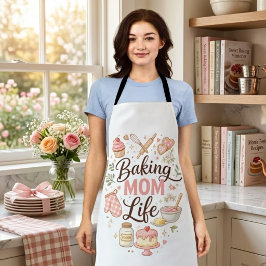 Baking Mom Life All-Over Print Apron - Cute Pastel エプロン