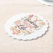 Baking Mom Life" Illustrated Floral Coaster Set –  ペーパーコースター (アングル)