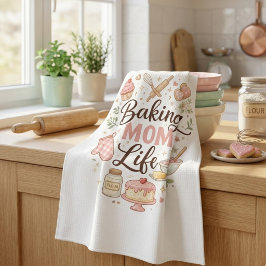 Baking Mom Life Kitchen Towel - Cute Pastel Flour  キッチンタオル