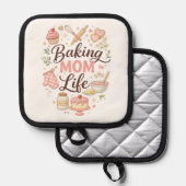 Baking Mom Life Oven Mitt & Pot Holder - Cute Past 鍋敷き (正面/裏面)