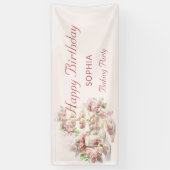 Baking Party For Girls Soft Pastel Happy Birthday 横断幕 (縦)