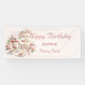 Baking Party For Girls Soft Pastel Happy Birthday 横断幕 (横)