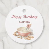 Baking Party Girls Birthday Elegant Bawl & Whisk フェイバータグ (正面)