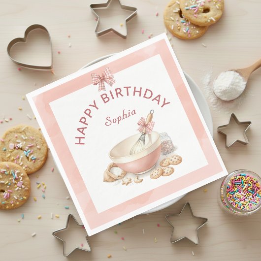 Baking Party Girls Birthday Elegant Bowl & Whisk スタンダードランチョンナプキン