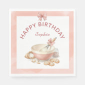 Baking Party Girls Birthday Elegant Bowl & Whisk スタンダードランチョンナプキン (正面)