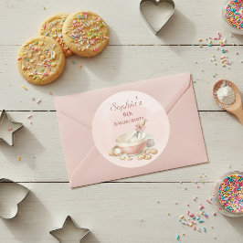 Baking Party Girls Birthday Elegant Bowl & Whisk  ラウンドシール