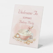 Baking Party Girls Birthday Elegant Bowl & Whisk 台座サイン (正面)