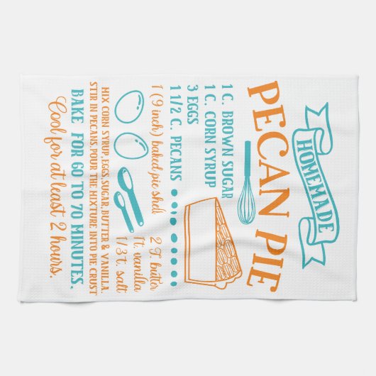Baking, Pecan Pie Recipe Kitchen Towel キッチンタオル (横)