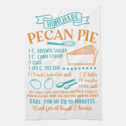 Baking, Pecan Pie Recipe Kitchen Towel キッチンタオル (縦)